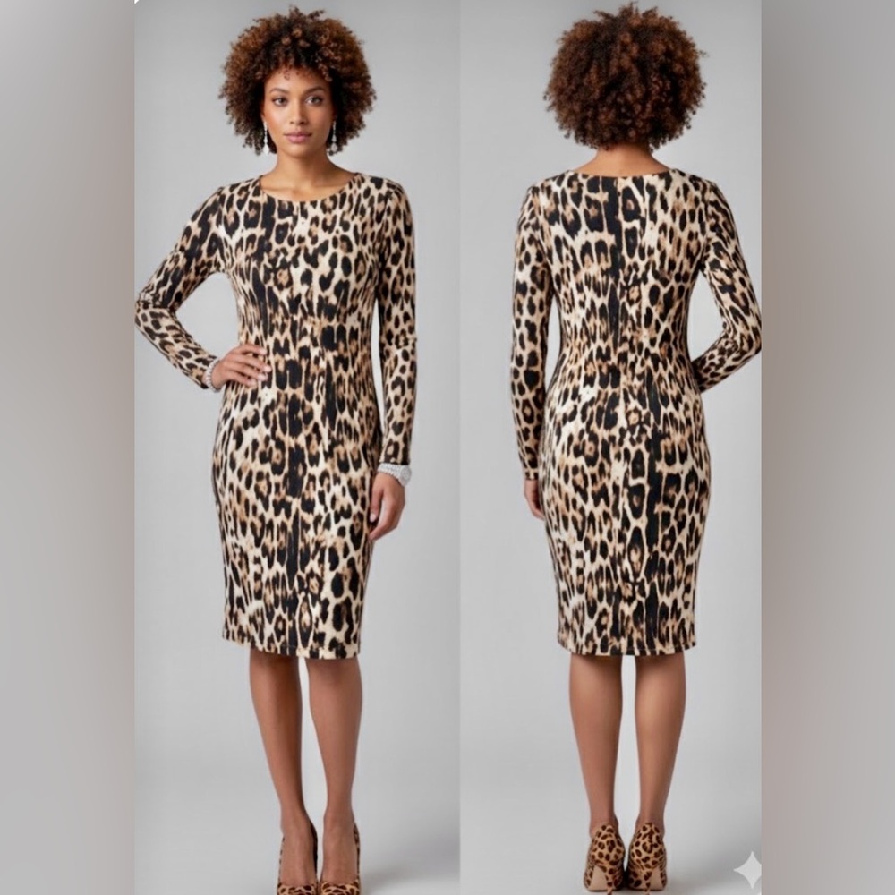Karen Kane Animal Print Long Sleeve Dress